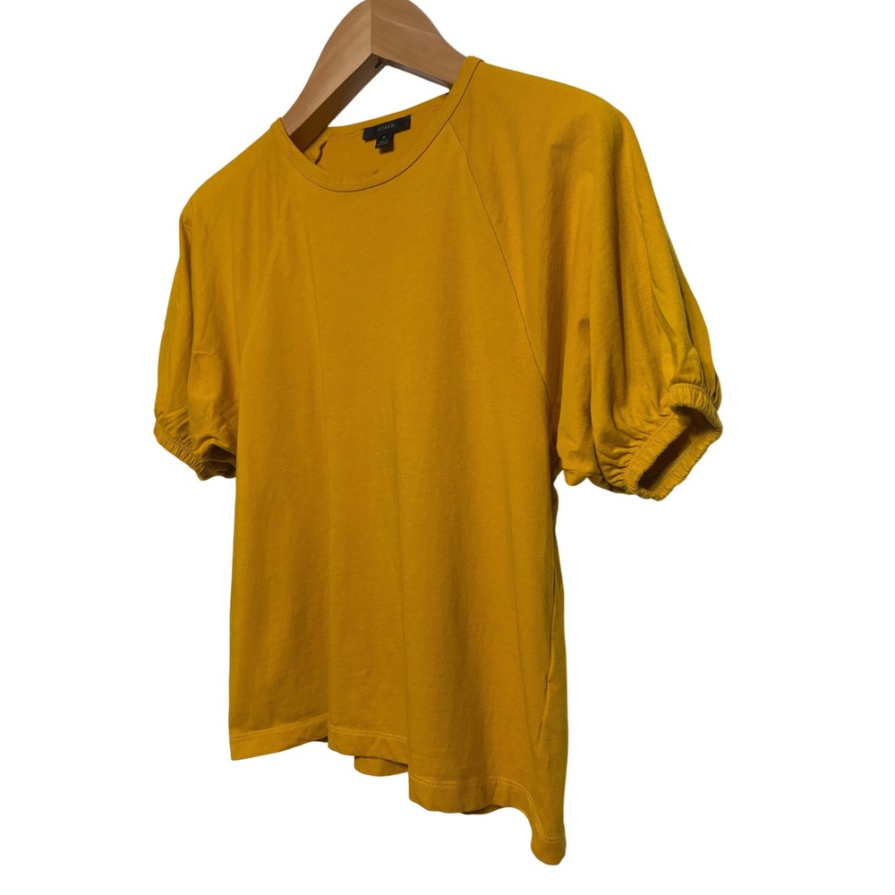 J.Crew Puff Sleeve Crew Neck Top Golden Fall Yellow Size Small